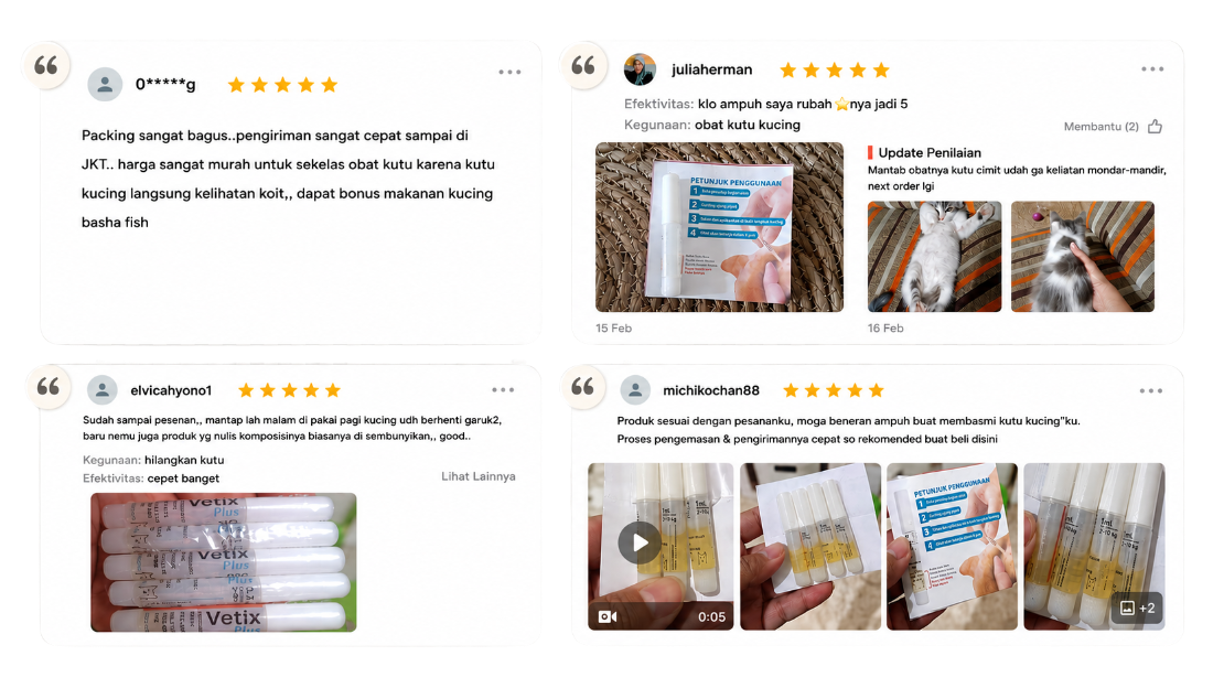 Testimoni pelanggan Vetindo Store