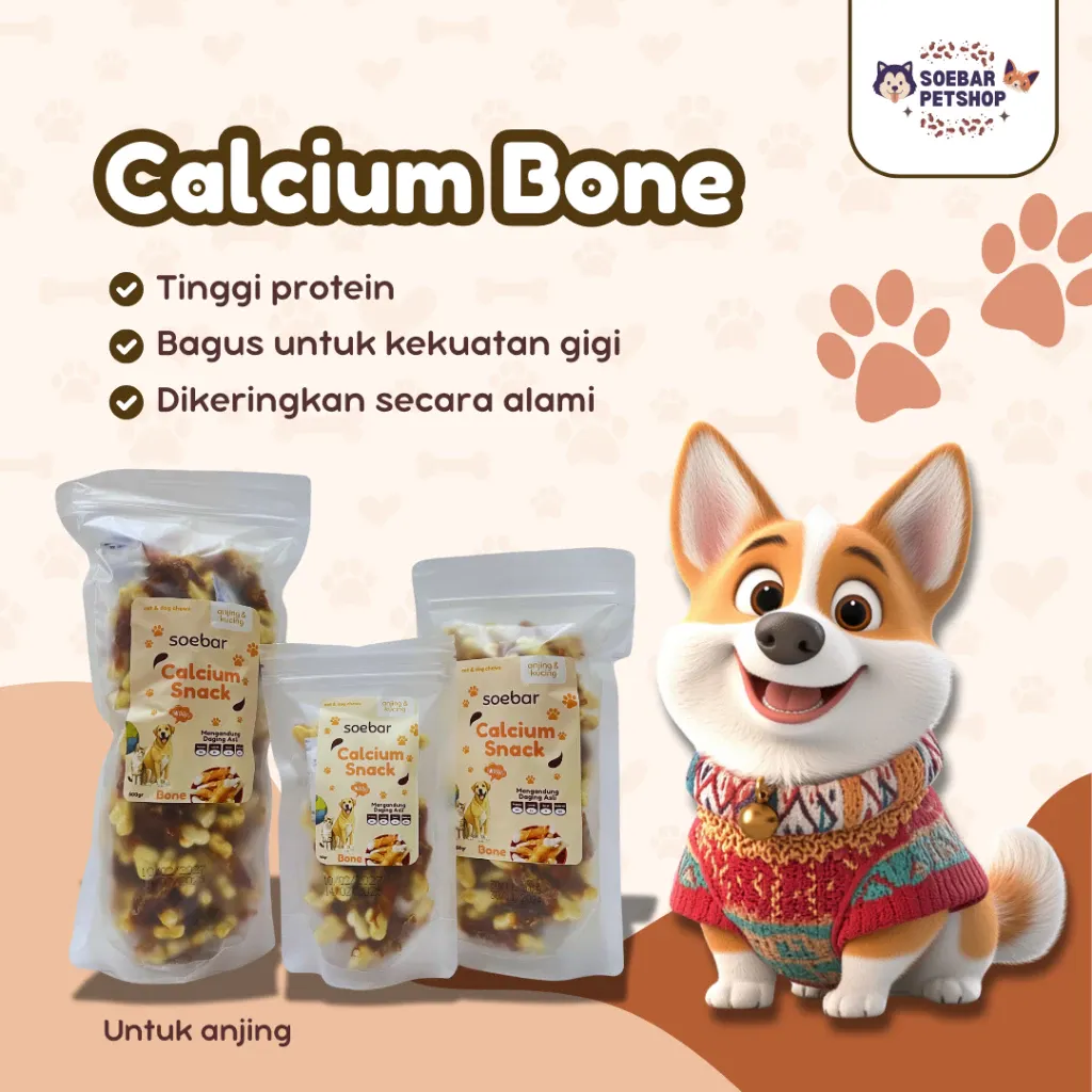 Calcium Bone Snack – Camilan Sehat dan Lezat untuk Anjing (100gr, 250gr, 500gr) (100 gram)