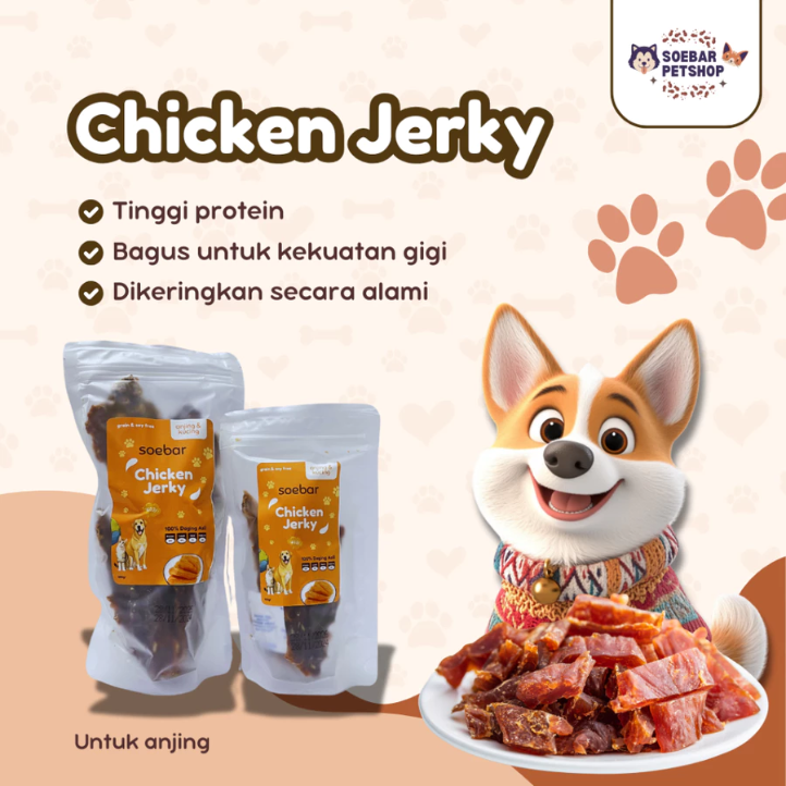 Chicken Jerky - Snack/Camilan Dada Ayam Kering untuk Anjing (100gr, 250gr, 500gr) (100 gram)